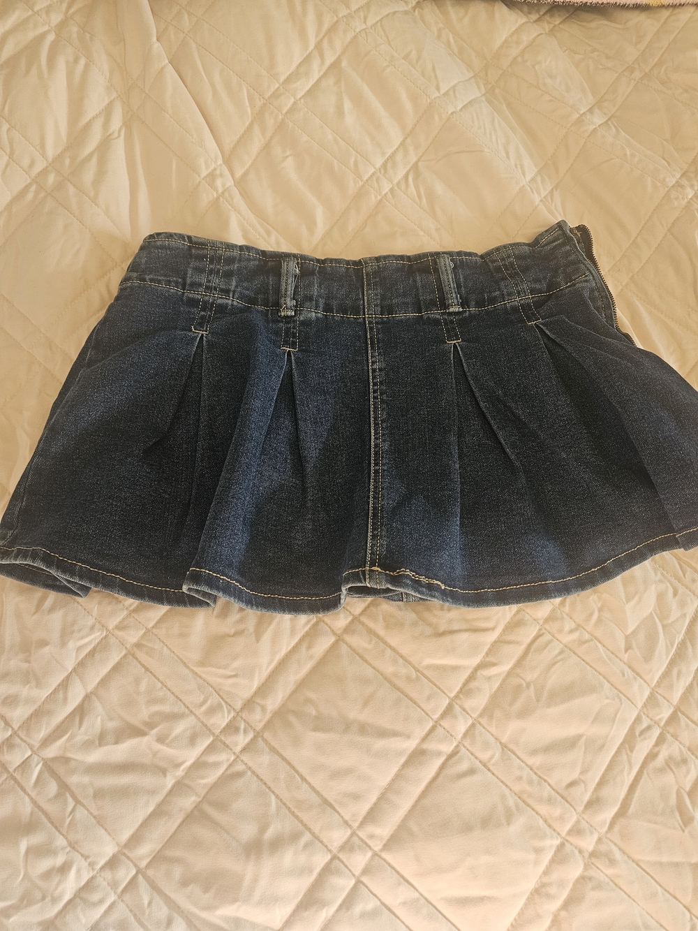 refuge Dark Blue Denim Mini Skirt with Stitch Detailing